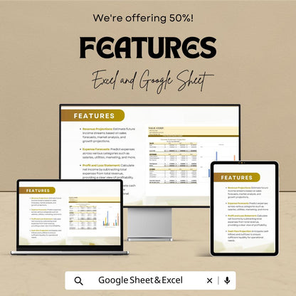 3 Years Financial Projections Template | Income Statement, Cash Flow & Balance Sheet Forecast |Business Financial Planner