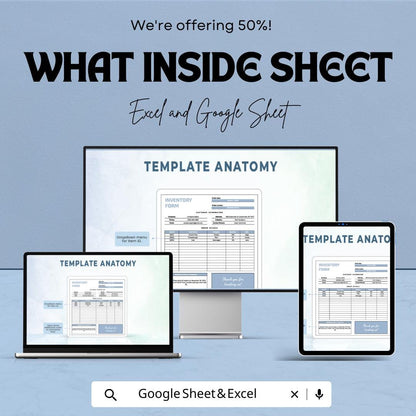 Inventory Form Sheet - Excel & Google Sheets Template for Efficient Order Tracking and Inventory Management