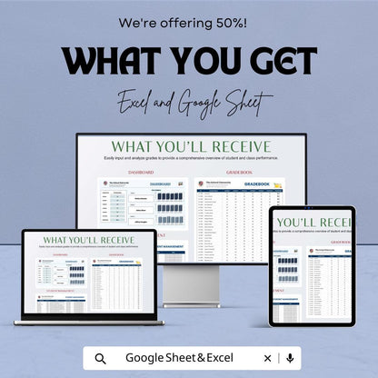 Gradebook Template | Excel and Google Sheets | Teacher Grade Tracker | Student Progress Dashboard | Editable Classroom Spreadsheet