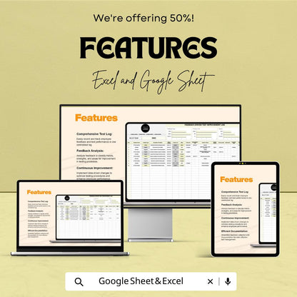 Feedback Driven Test Improvement Log HR Template, Excel & Google Sheets, Employee Performance Tracker, QA Feedback Log Spreadsheet