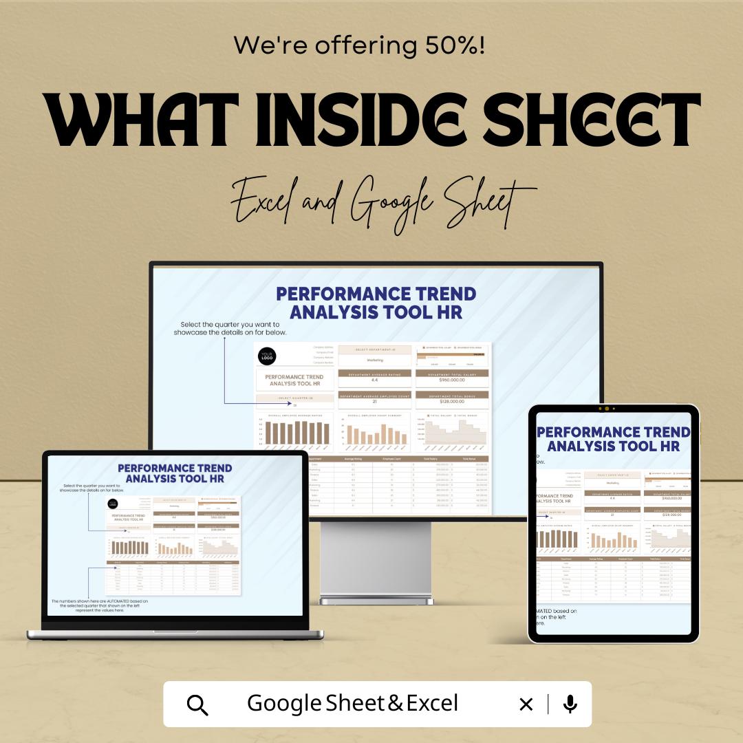 Performance Trend Analysis Tool | HR Template for Excel & Google Sheets | Employee Performance Dashboard | HR Analytics