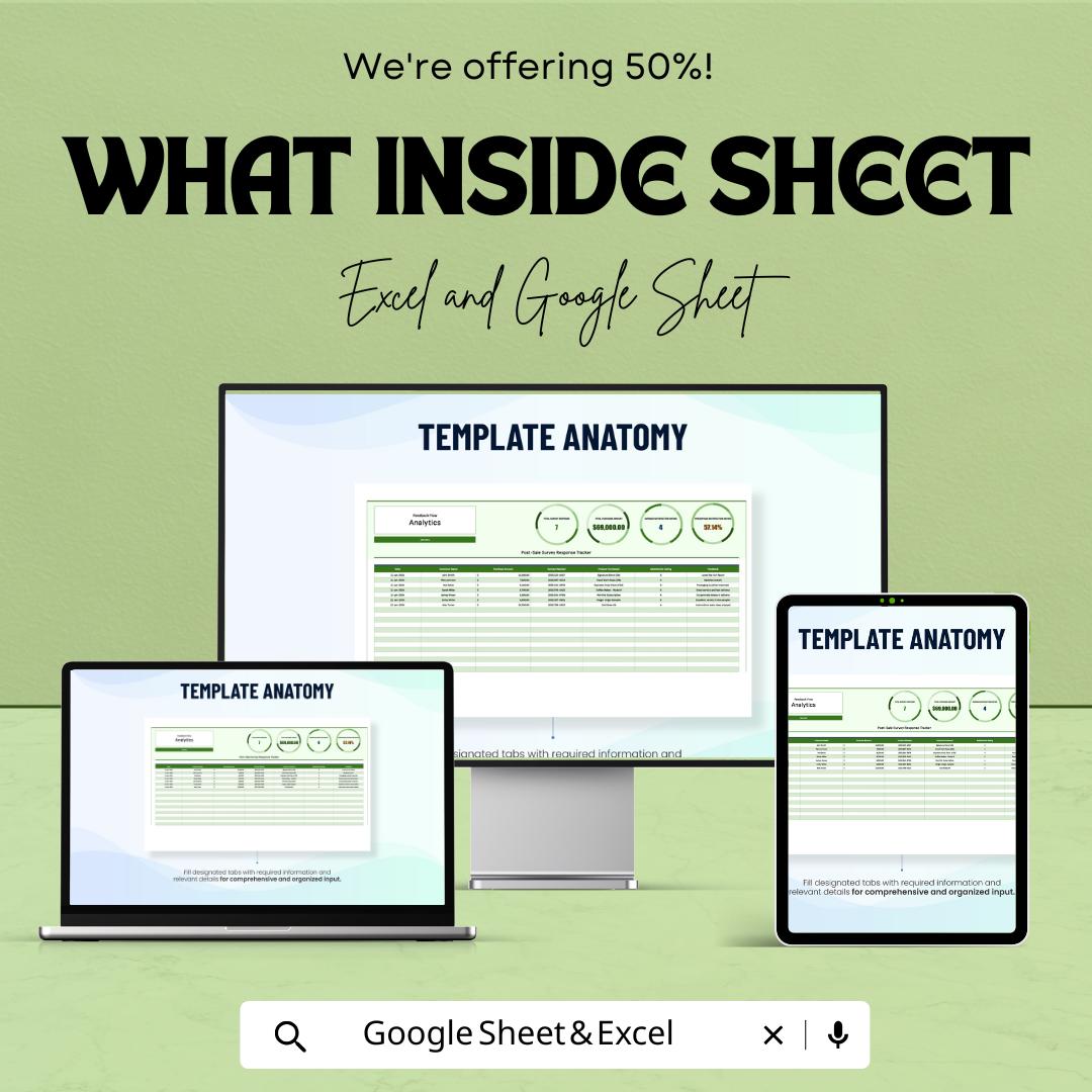 Post-Sale Survey Response Tracker Template | Customer Feedback Log | Survey Analytics Spreadsheet | Feedback Management Tool