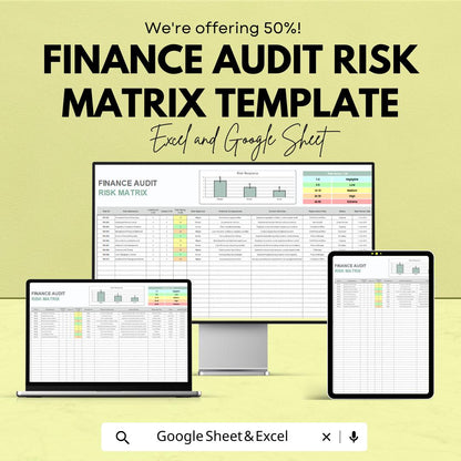 Finance Audit Risk Matrix Template | Audit Risk Evaluation Chart | Internal Control Risk Register | Risk Scoring Spreadsheet