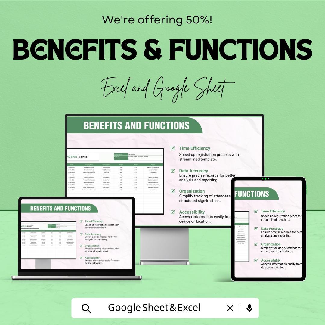 Building Sign In Sheet | Visitor Log Sheet Template | Excel & Google Sheet | Office Sign-In Template | Customizable Attendance Sheet |