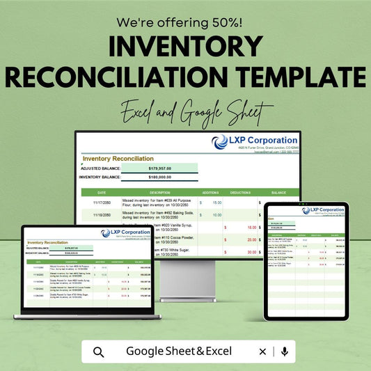 Inventory Reconciliation Template | Excel & Google Sheets Stock Reconciliation Spreadsheet | Inventory Audit Tracker | Stock Adjustment Log