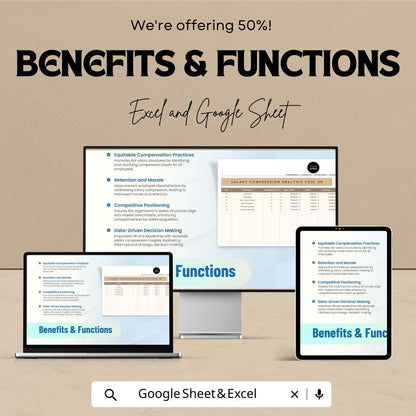 Salary Compression Analysis Tool | HR Salary Equity Excel & Google Sheet | Compensation Management Tracker | HR Dashboard