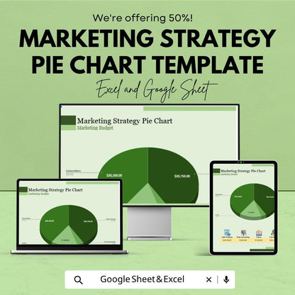 Marketing Strategy Pie Chart Template | Marketing Analytics Spreadsheet | Business Strategy Dashboard | Excel & Google Sheets |
