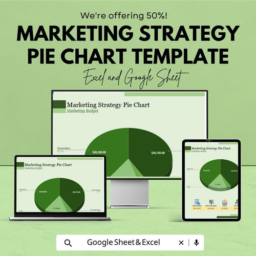 Marketing Strategy Pie Chart Template | Marketing Analytics Spreadsheet | Business Strategy Dashboard | Excel & Google Sheets |
