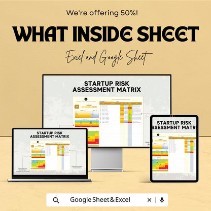 Startup Risk Assessment Matrix Template | Excel & Google Sheets | Business Risk Management Tool | Startup Risk Analysis Dashboard