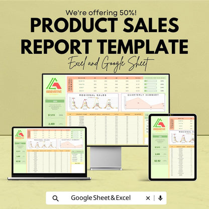 Product Sales Report Template | Sales Dashboard Spreadsheet | Revenue and Units Sold Tracker | Business Sales Analysis Template