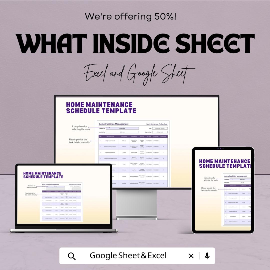 Maintenance Schedule Template | Maintenance Planner Spreadsheet | Equipment Maintenance Log