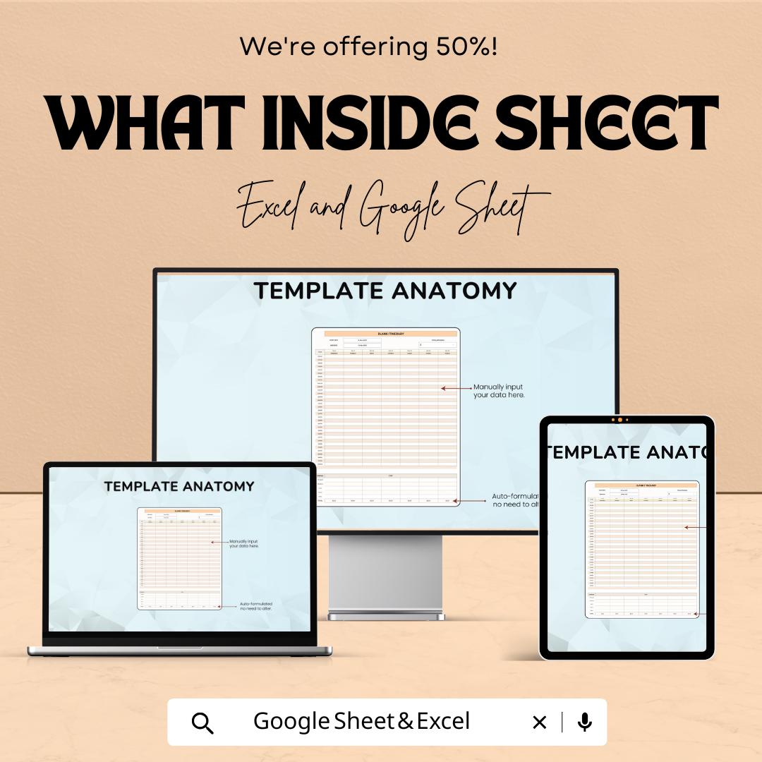 Itinerary Sheet - Travel Planner |  Google Sheets - 50% OFF - Customizable Travel Schedule & Budget Tracker - Plan Your Trip Efficiently