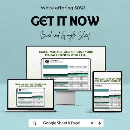 Rent Income Ledger Template | Rental Income Tracker Spreadsheet | Landlord Accounting Sheet | Excel & Google Sheets | Property Income