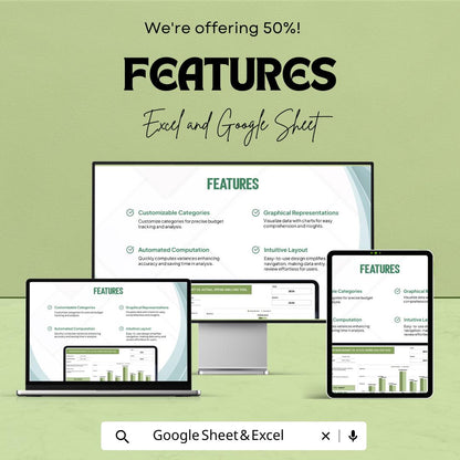 Advertising Budget vs Actual Spend Analysis Tool Template | Google Sheets | Marketing Budget Tracker | Ad Spend Analysis Spreadsheet |