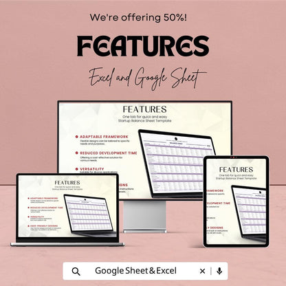 Startup Balance Sheet Template | Business Financial Statement | Balance Sheet Spreadsheet | Startup Finance Template | Excel & Google Sheets