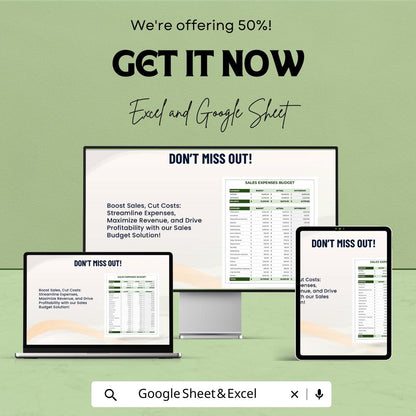Sales Expense Budget Template | Sales Cost Management Tool | Budget Planning and Analysis Spreadsheet