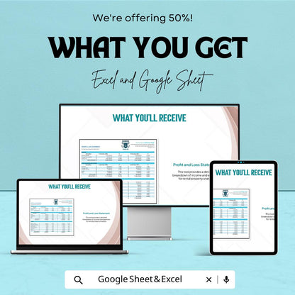Rental Profit and Loss Template for Excel & Google Sheets | Property Income Expense Tracker | Real Estate PL Statement