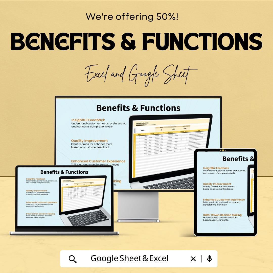 Customer Satisfaction Survey Template | Excel & Google Sheets Survey Tracker | Customer Feedback Analysis | Business Survey Spreadsheet