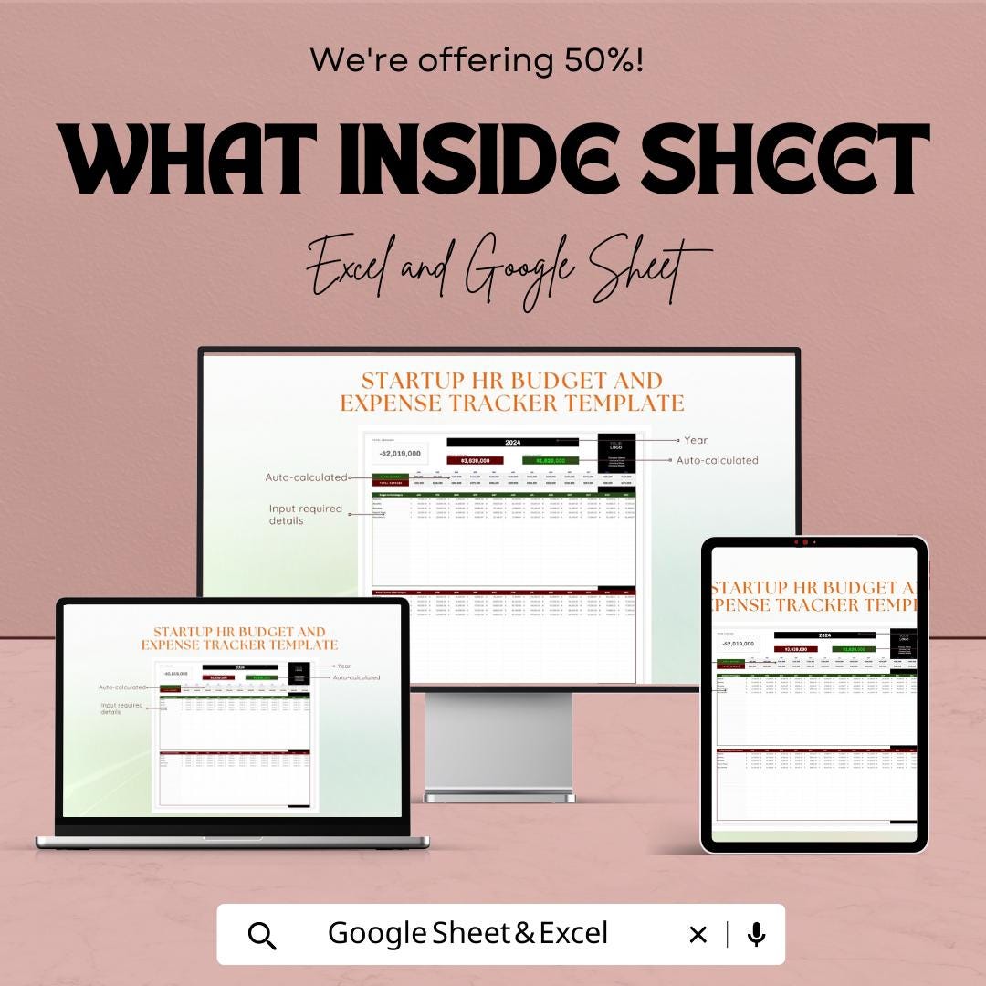 Startup HR Budget & Expense Tracker Template | Excel and Google Sheets | HR Cost Planning, Payroll Budget, Business Finance Tool