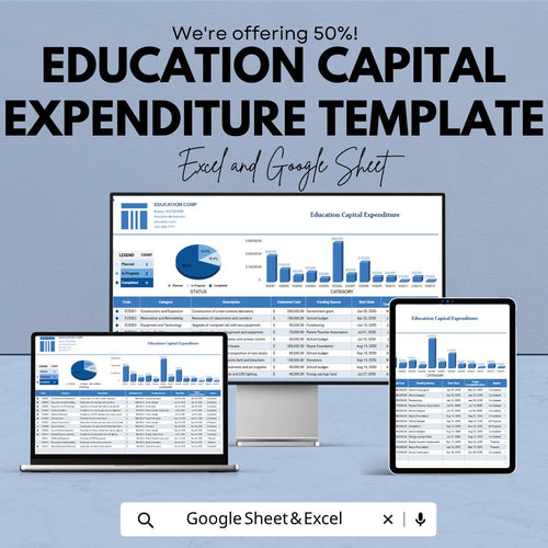 Education Capital Expenditure Template | School Budget Planner | Education Expense Tracker | Excel & Google Sheets | Capital