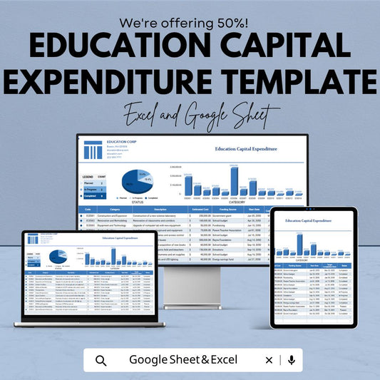 Education Capital Expenditure Template | School Budget Planner | Education Expense Tracker | Excel & Google Sheets | Capital