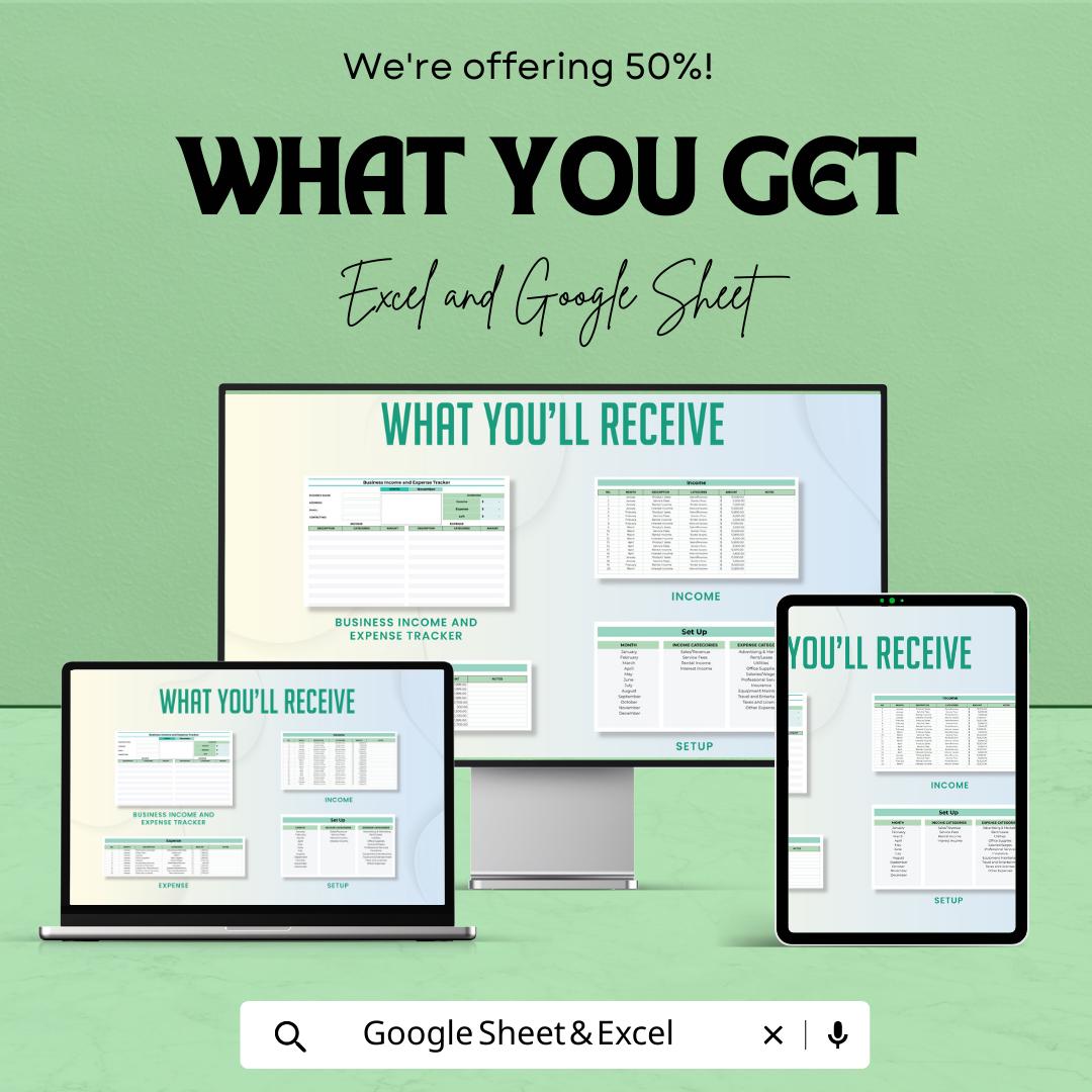 Business Income and Expense Tracker Template | Excel & Google Sheets | Small Business Finance, Monthly Income Expense Spreadsheet