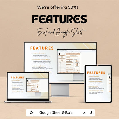 Diversity Recruitment Funnel Analyzer HR Template | DEI Hiring Analytics | Recruitment Diversity Dashboard | Excel & Google Sheets HR Tool