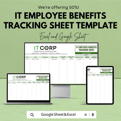 IT Employee Benefits Tracking Sheet | HR Benefits Tracker | Employee Benefits Spreadsheet | HR Management Tool | Staff Benefits Planner