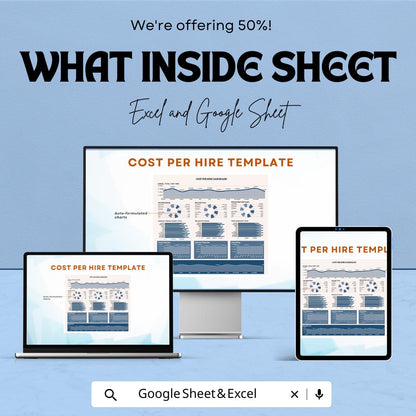Cost Per Hire Template for Recruitment | Track Job Advertising and Hiring Costs | Google Sheets & Excel