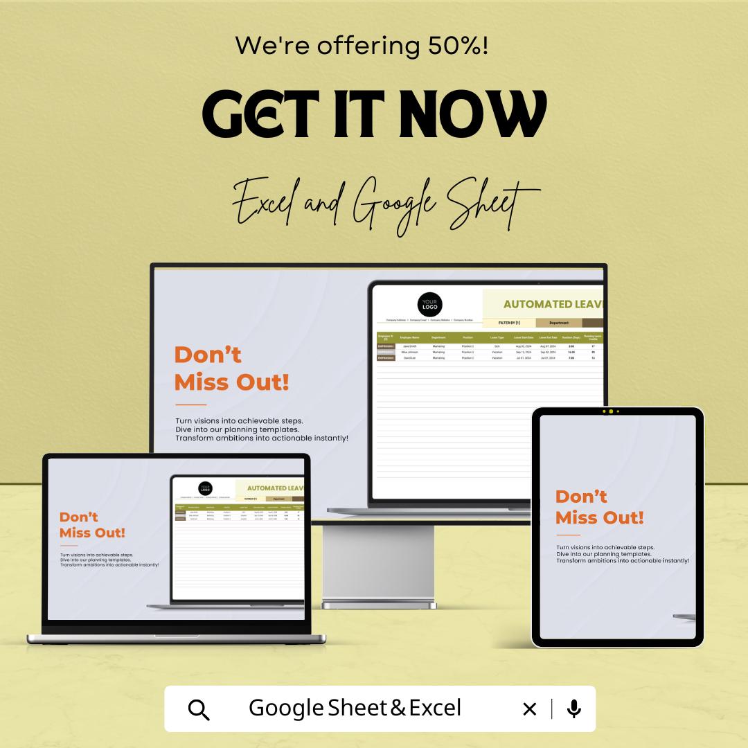 Automated Leave Tracker HR Template | Excel & Google Sheets Leave Management System | Employee Absence Tracker | HR Leave Spreadsheet