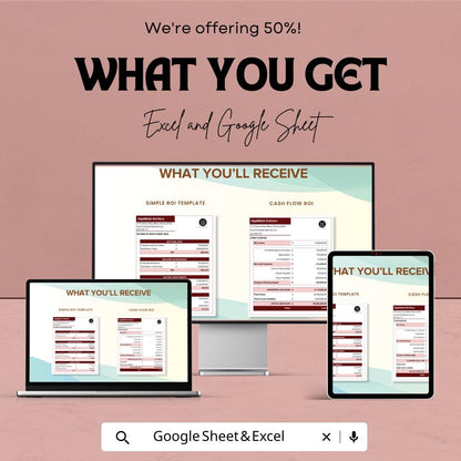 Simple ROI Template | Return on Investment Calculator | Business Finance Tracker | Profit Analysis Spreadsheet | Financial Planner
