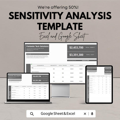 Sensitivity Analysis Template | Financial Scenario Analysis Spreadsheet | Risk & Profit Modeling Tool