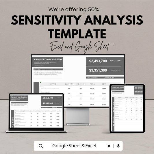 Sensitivity Analysis Template | Financial Scenario Analysis Spreadsheet | Risk & Profit Modeling Tool