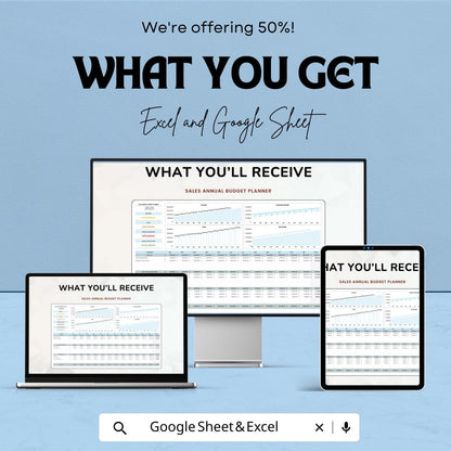 Sales Annual Budget Planner Template | Revenue and Expense Forecast Spreadsheet | Yearly Financial Planning Template