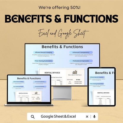 Short Term Rental Invoice Template | Vacation Rental Invoice Spreadsheet | Airbnb Invoice Tracker | Excel & Google Sheets