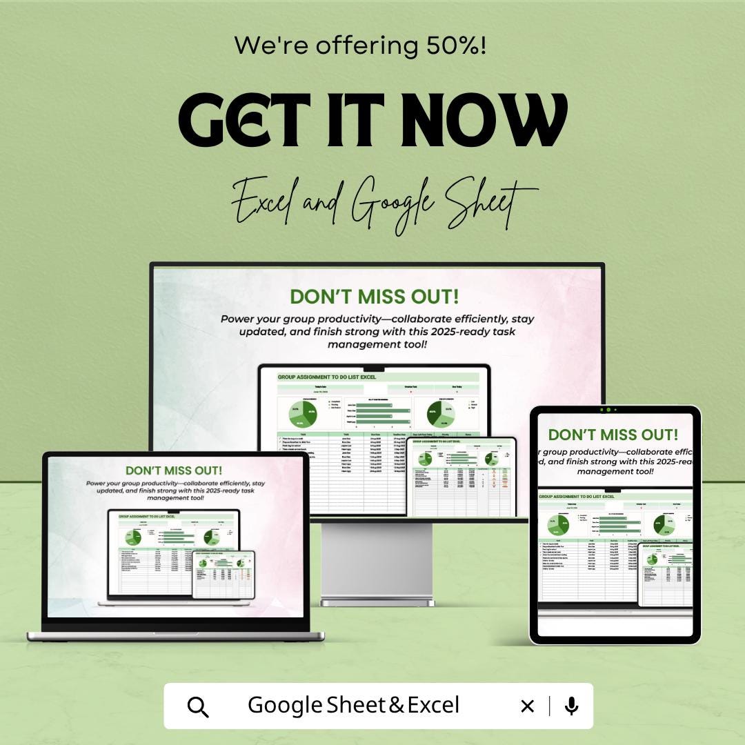 Group Assignment To Do List Template | Student Task Tracker | Group Project Planner | Assignment Organizer Spreadsheet