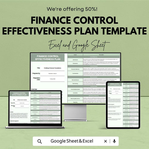 Finance Control Effectiveness Plan Template | Financial Control Plan | Risk Assessment Template | Internal Control Worksheet