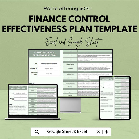 Finance Control Effectiveness Plan Template | Financial Control Plan | Risk Assessment Template | Internal Control Worksheet