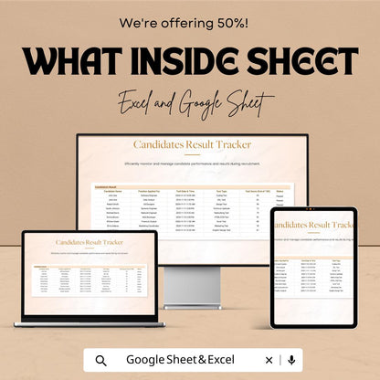 Technical Test Results Compilation HR Template | Excel & Google Sheets | Candidate Evaluation Tracker | Hiring Assessment Tool
