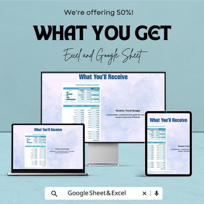 Vacation Travel Budget Template | Excel & Google Sheets Vacation Planner | Travel Expense Tracker | Holiday Budget Spreadsheet
