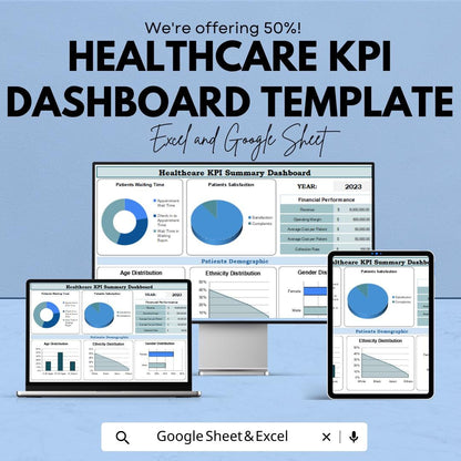 Healthcare KPI Dashboard Template | Medical Analytics Excel & Google Sheets | Hospital Performance Report | Healthcare Metrics Tracker