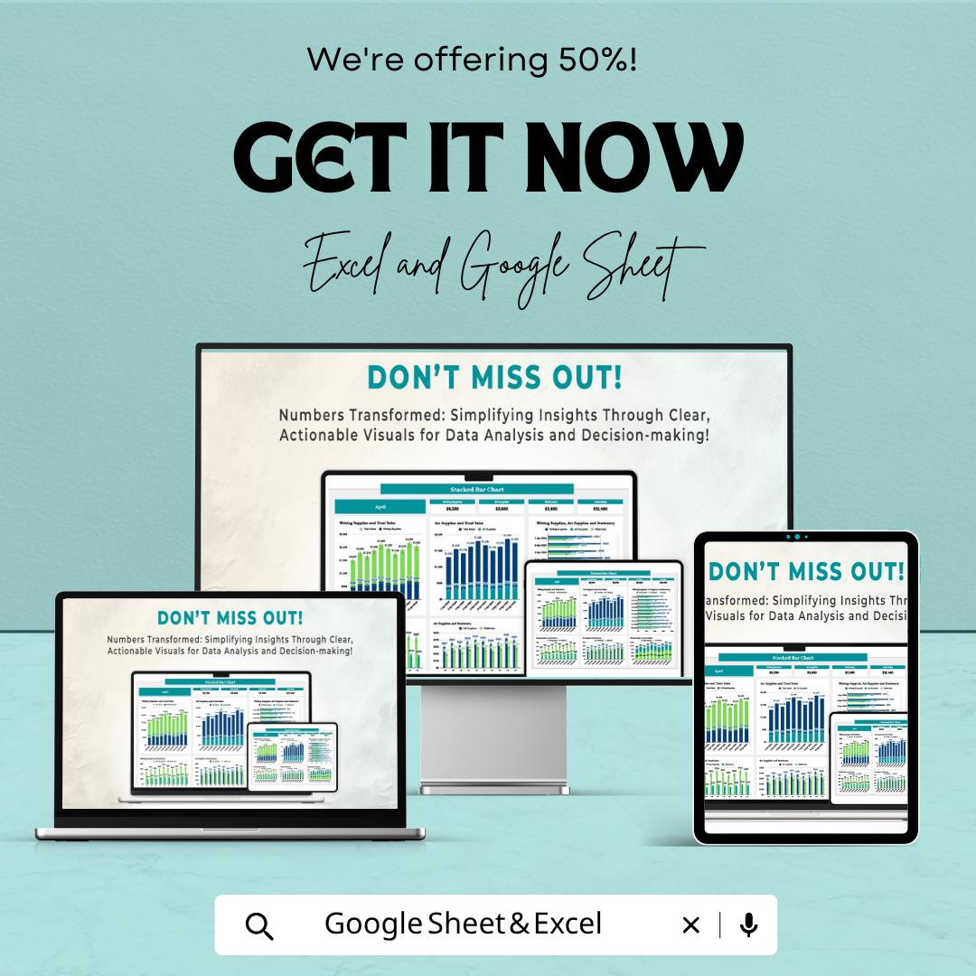 Stacked Bar Chart Template | Data Visualization Spreadsheet | Dashboard Chart Tool | Analytics Report Template