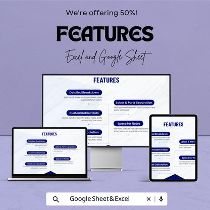 Appliance Repair Estimate Template | Repair Estimate Spreadsheet | Service Invoice Template | Repair Cost Estimate Sheet