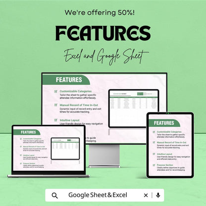 Building Sign In Sheet | Visitor Log Sheet Template | Excel & Google Sheet | Office Sign-In Template | Customizable Attendance Sheet |