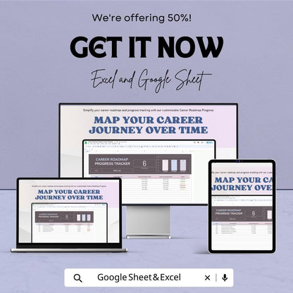 Career Roadmap Progress Tracker Template |  Goal Milestone Tracker Spreadsheet | Personal Development Plan