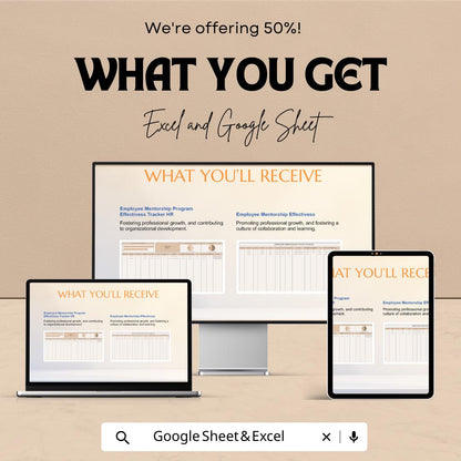 Employee Mentorship Program Effectiveness Tracker HR | Google Sheet | Track Mentorship Progress & Results | HR Tool for Employee Development