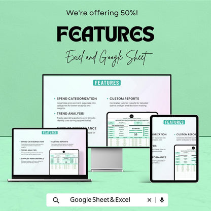 Administration Procurement Spend Analysis Sheet | Procurement | Google Sheet Template | Expense Tracker & Budget Planner for Businesses
