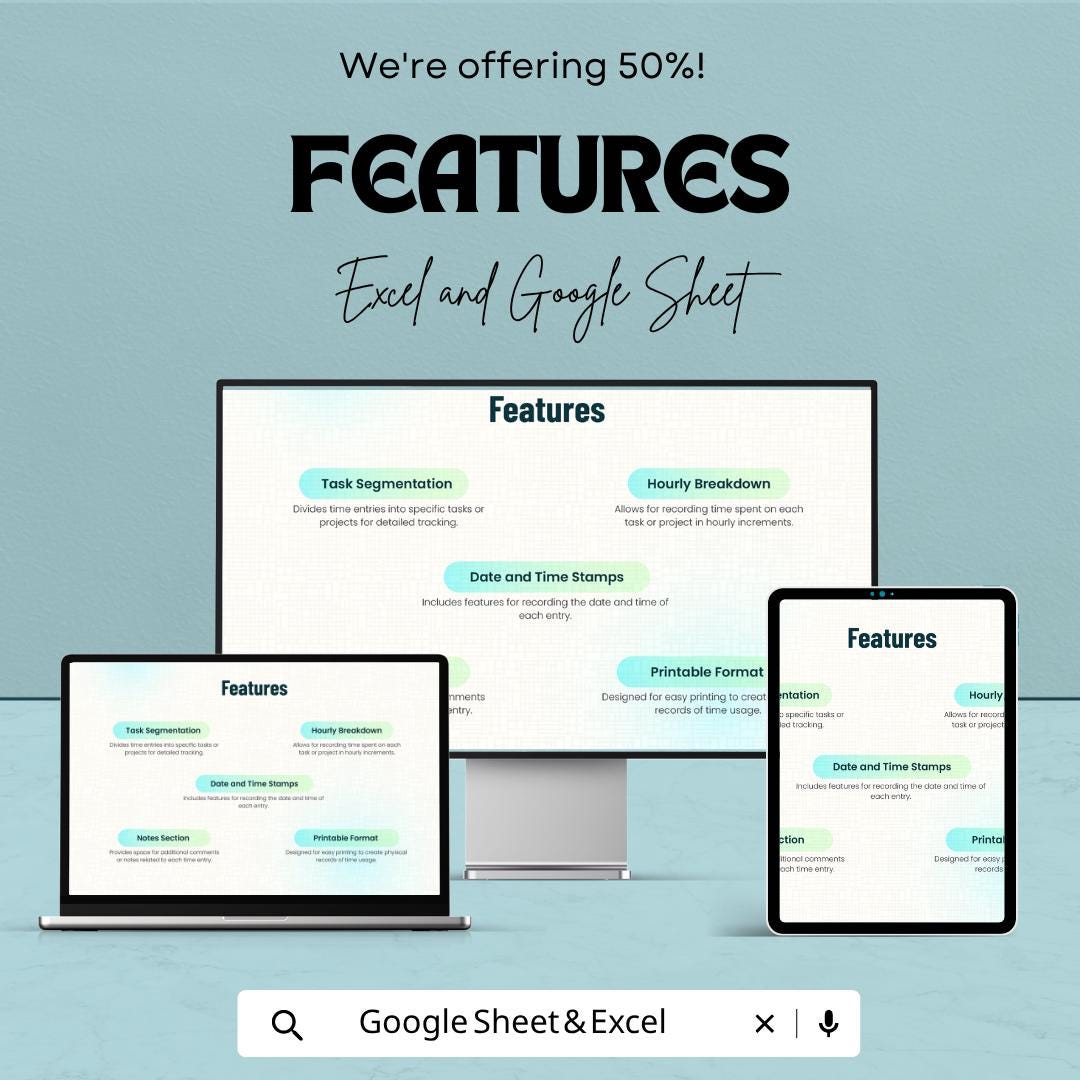 Time Log Sheet Template | Excel Time Tracker Spreadsheet | Employee Hours Tracker Template | Google Sheets & Excel |