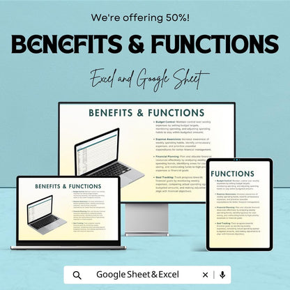 Weekly Expenses Tracker Template | Excel and Google Sheets Budget Planner | Weekly Budget Spreadsheet | Expense Tracking Dashboard