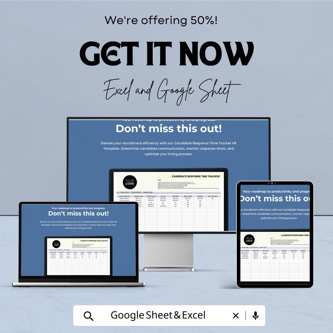 Candidate Response Time Tracker HR Template Excel & Google Sheets | Recruitment Response Tracker | Hiring Process Spreadsheet
